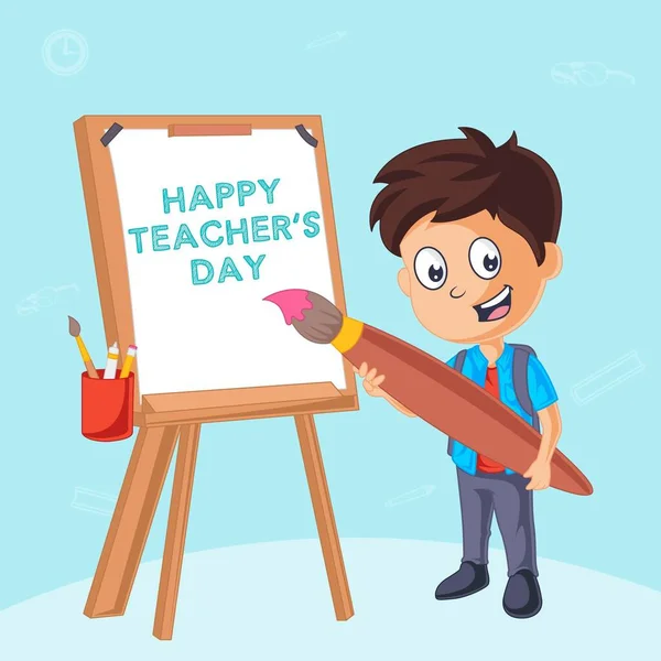Happy Teacher Day Cartoon Style Banner Design Template — Stock Vector
