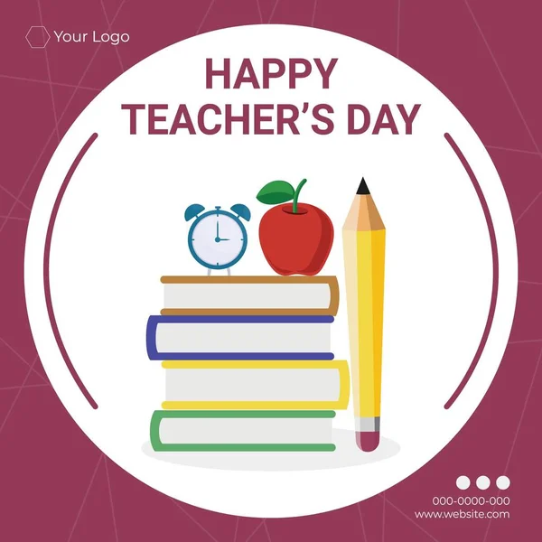 Banner Design Happy Teacher Day Template — Stock Vector