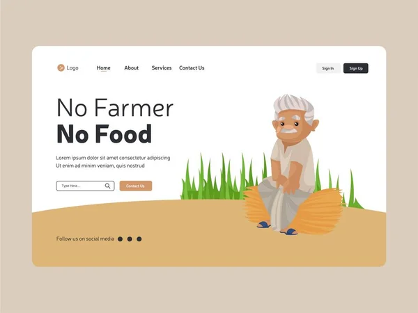 農家なしフードランディングページデザインテンプレート — ストックベクタ