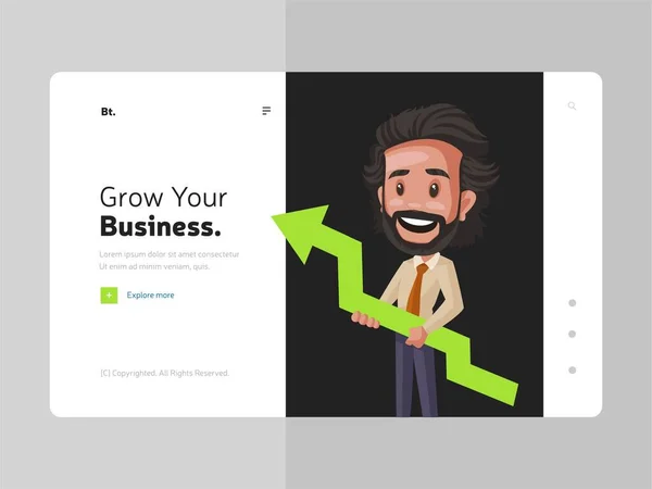 Cresça Seu Negócio Com Modelo Design Landing Page — Vetor de Stock