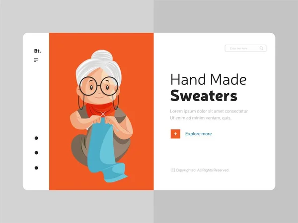 Camisolas Feitas Mão Design Landing Page — Vetor de Stock