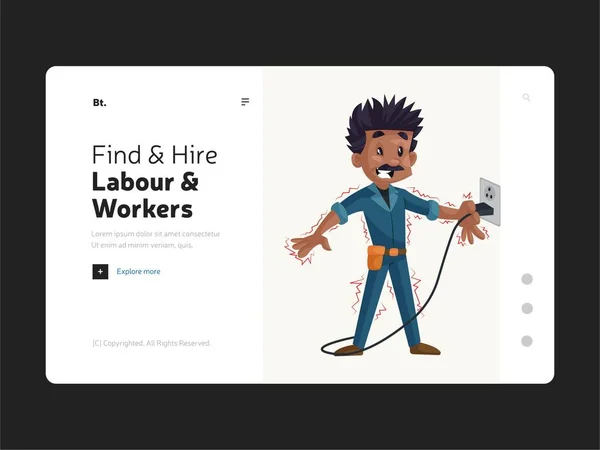 Contrate Mão Obra Trabalhadores Modelo Design Landing Page — Vetor de Stock
