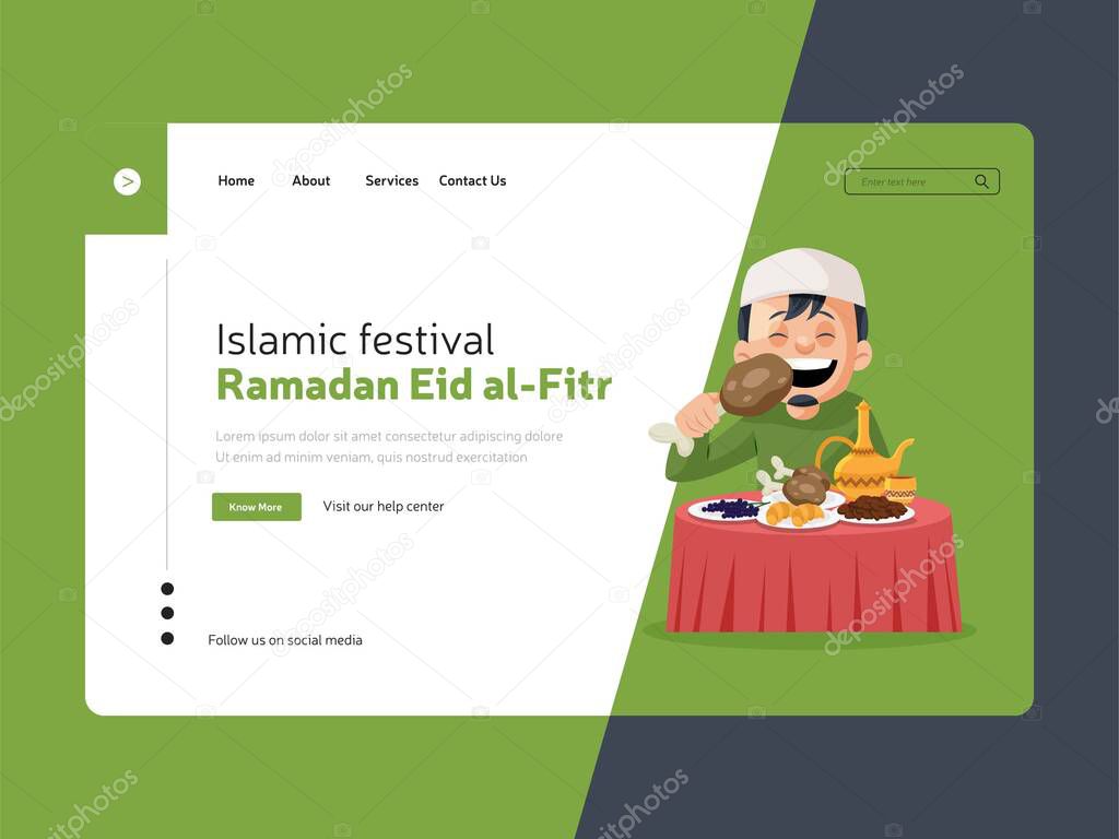 Islamic festival Ramadan eid al fitr Landing page. 