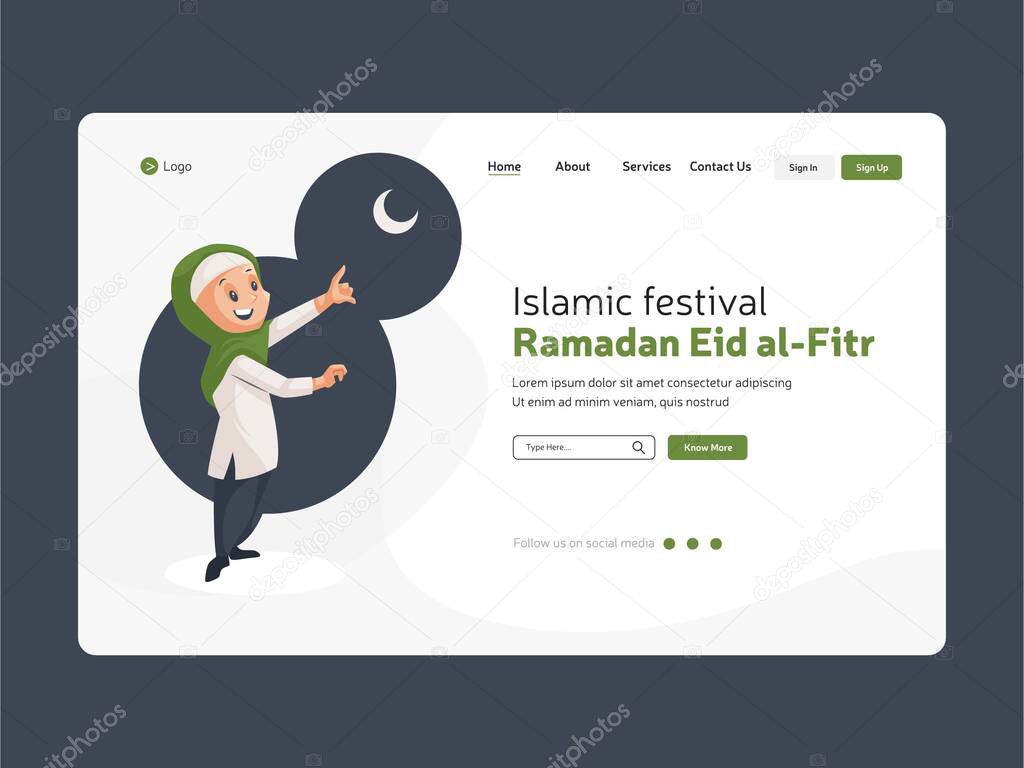 Islamic festival Ramadan eid al fitr Landing page. 