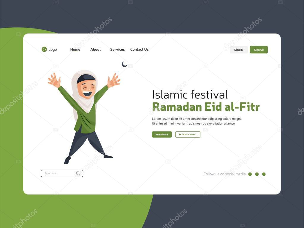 Islamic festival Ramadan eid al fitr Landing page. 