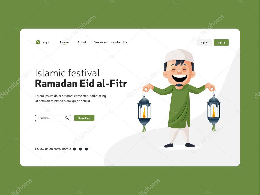 Islamic festival Ramadan eid al fitr Landing page.