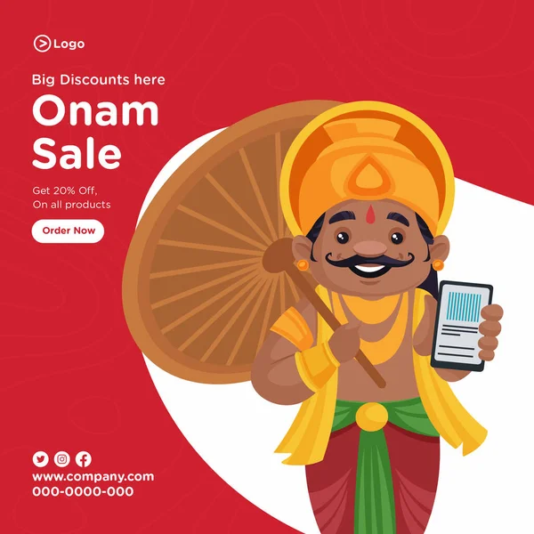 Südindische Onam Verkauf Banner Vorlage Design Vektorgrafische Illustration — Stockvektor