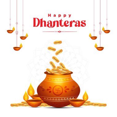 Banner design of Indian festival dhanteras template. Vector graphic illustration. clipart