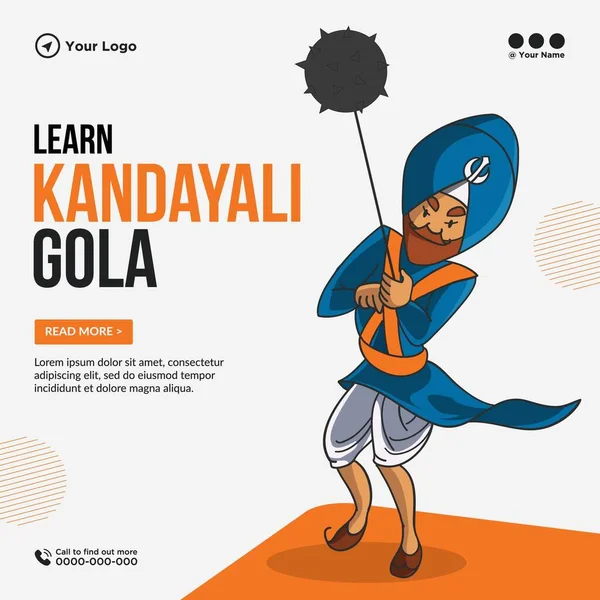 Banner Design Imparare Modello Gola Kandayali — Vettoriale Stock