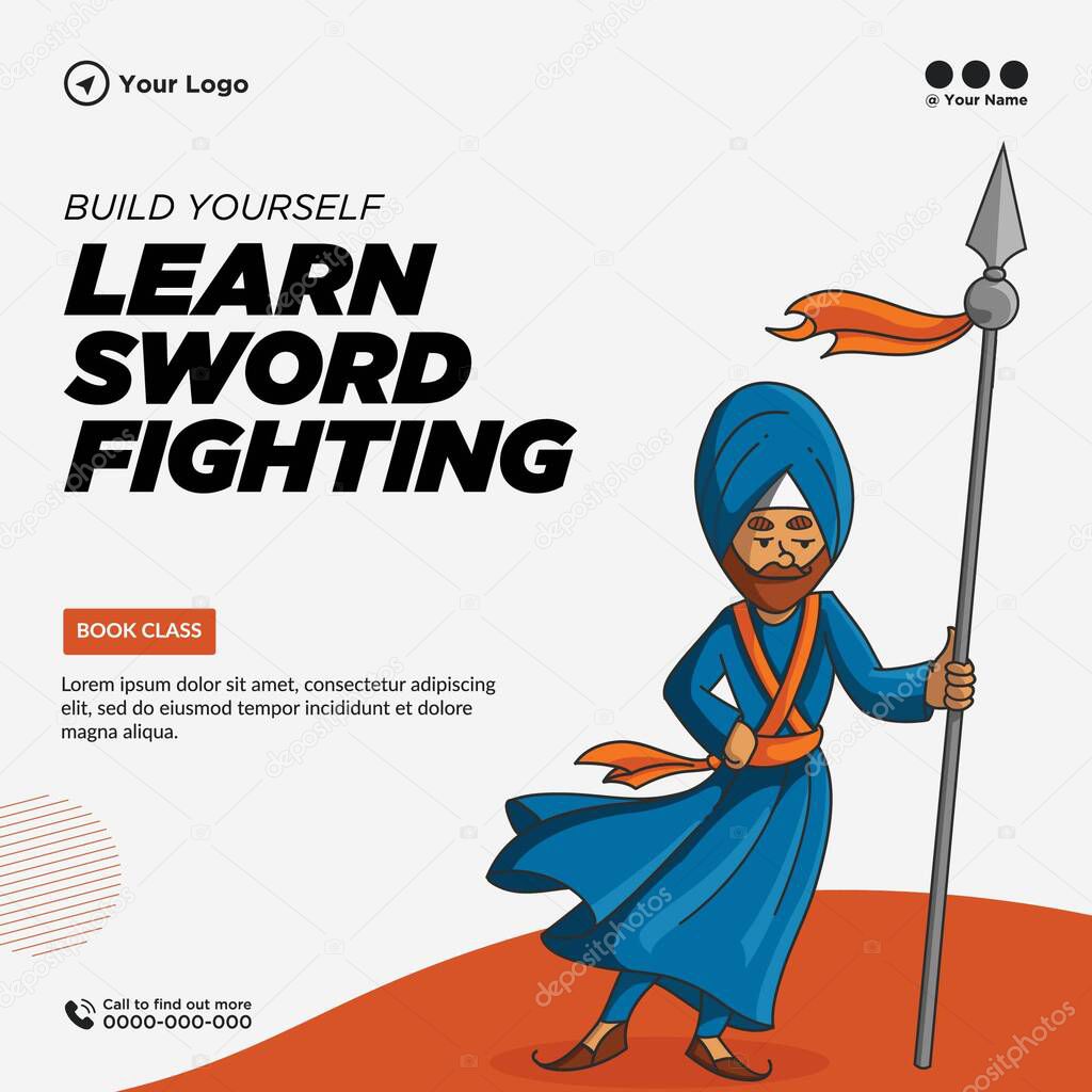 Banner design of learn sword fighting template.