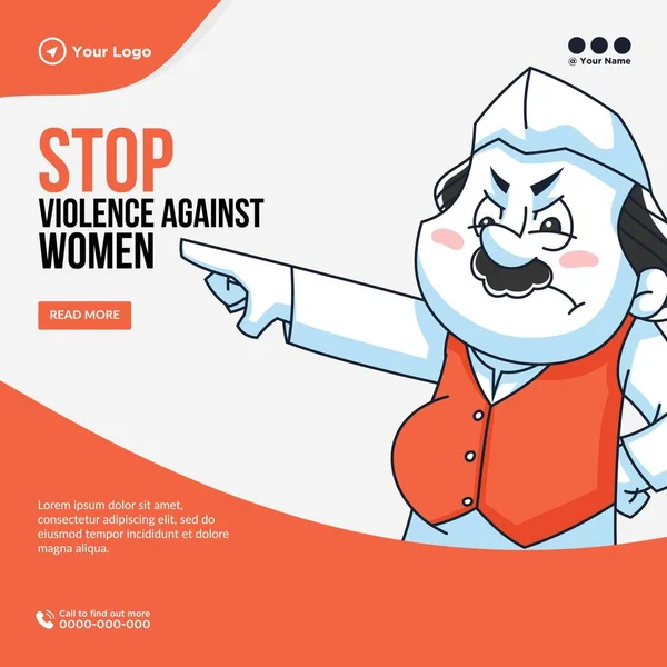 Banner Design Stoppa Våld Mot Kvinnor Mall — Stock vektor