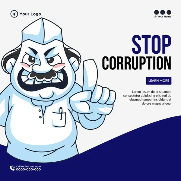 Banner Design Del Modello Corruzione Stop — Vettoriale Stock