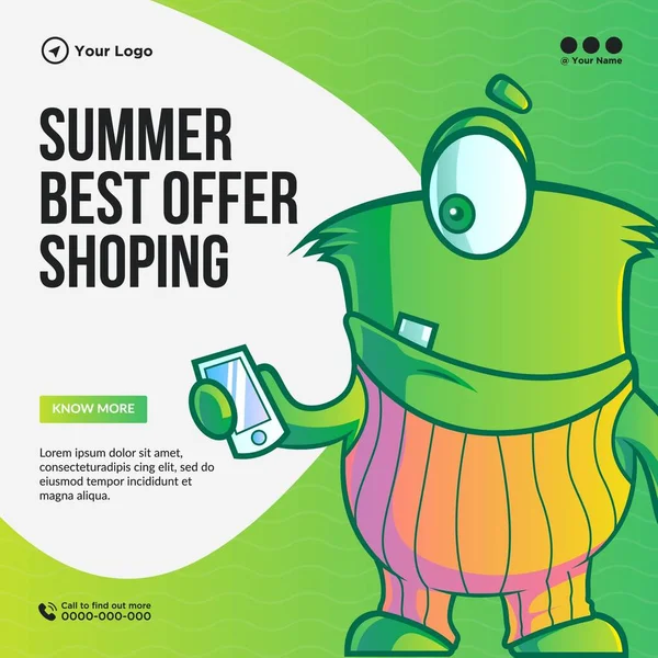 Banner Diseño Verano Mejor Oferta Plantilla Compras — Archivo Imágenes Vectoriales