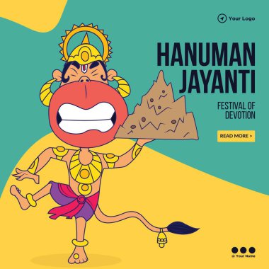 Hanuman Jayanti şablonunun pankart tasarımı.