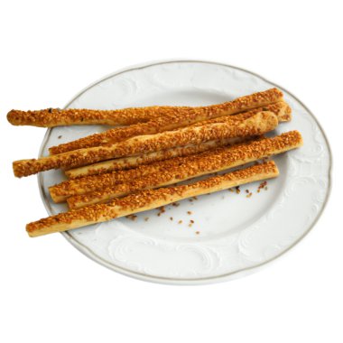 Lezzetli meze gevrek puf böreği susam ile sopa.