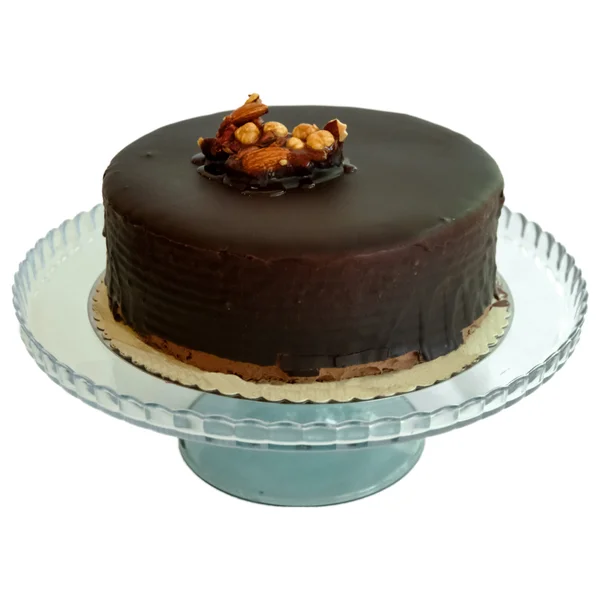 पांढरा पार्श्वभूमीवर वेगळे चॉकलेट सह वाढदिवस केक — स्टॉक फोटो, इमेज