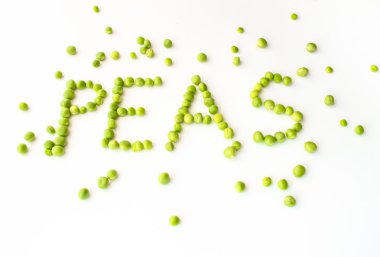 Beyaz izole bezelye yazma