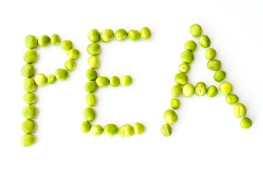 Beyaz izole bezelye yazma