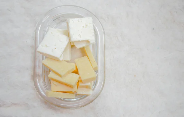 Cheese served in a plate for Turkish breakfast — Stock Photo, Image