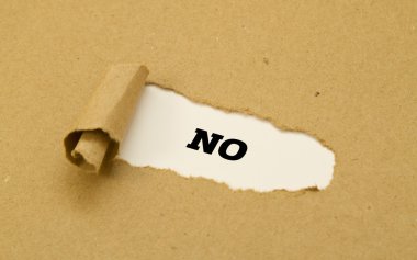 Hayır yırtık kağıt altında yazılı kelime.