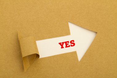 Evet ok karton şeklinde delik içinde yazıt