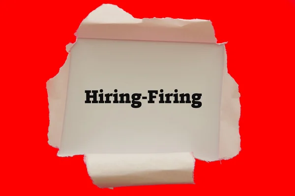 Hiring Firing Inscription Hole Cardboard — Stock Photo, Image