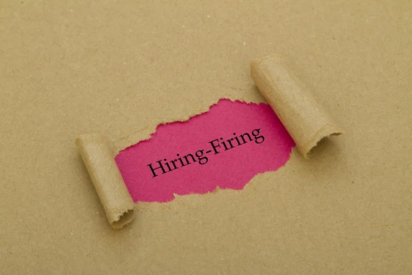 Hiring Firing Inscription Hole Cardboard — Stock Photo, Image