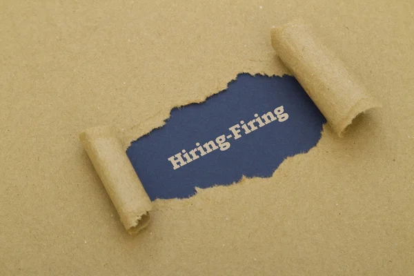 Hiring Firing Inscription Hole Cardboard — Stock Photo, Image