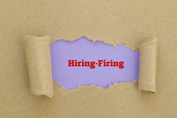 Hiring Firing Inscription Hole Cardboard — Stock Photo, Image