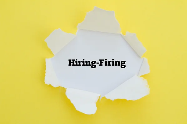 Hiring Firing Inscription Hole Cardboard — Stock Photo, Image