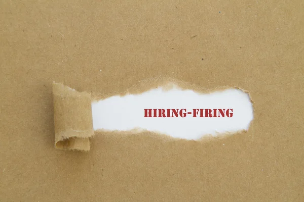 Hiring Firing Inscription Hole Cardboard — Stock Photo, Image