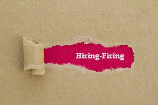 Hiring Firing Inscription Hole Cardboard — Stock Photo, Image