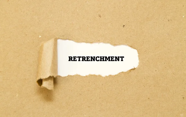 Retrenchment Inscription Hole Cardboard — Stock Photo, Image