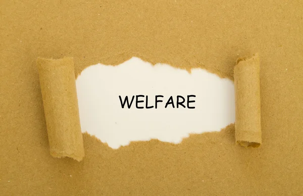 Welfare Iscrizione All Interno Del Foro Cartone — Foto Stock