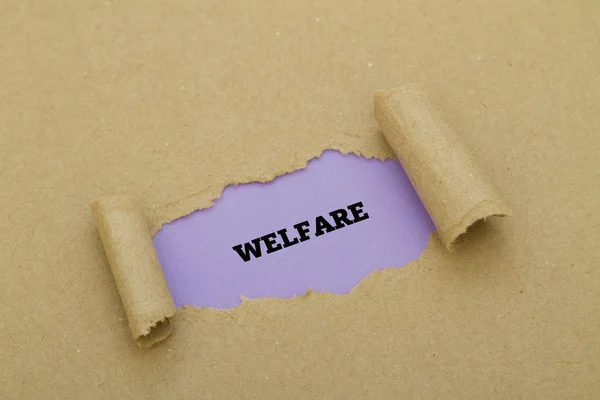 Welfare Iscrizione All Interno Del Foro Cartone — Foto Stock