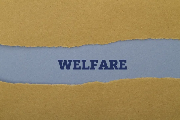 Welfare Iscrizione All Interno Del Foro Cartone — Foto Stock