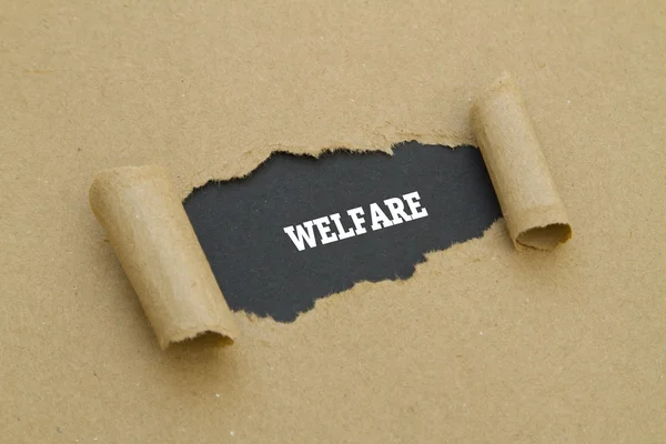 Welfare Iscrizione All Interno Del Foro Cartone — Foto Stock