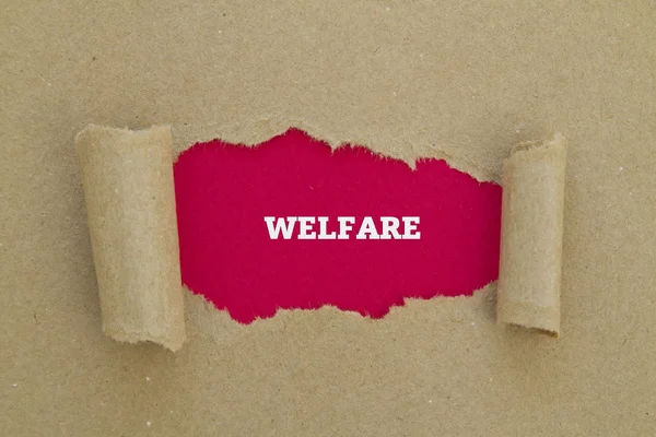 Welfare Iscrizione All Interno Del Foro Cartone — Foto Stock