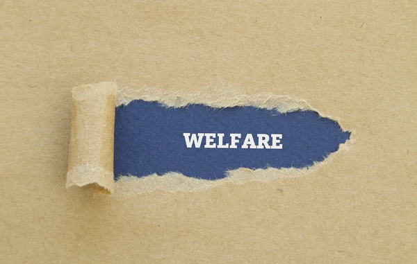 Welfare Iscrizione All Interno Del Foro Cartone — Foto Stock