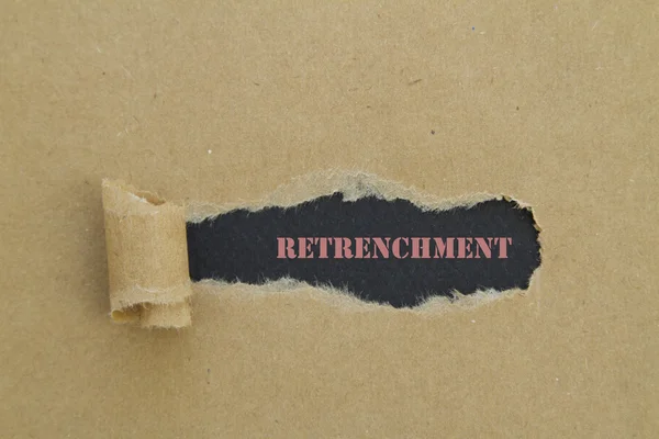 Retrenchment Yazıt Karton Delik Içinde — Stok fotoğraf