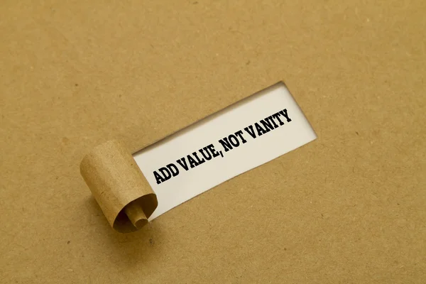 Add Value Vanity Inscription Hole Cardboard — Stock Photo, Image