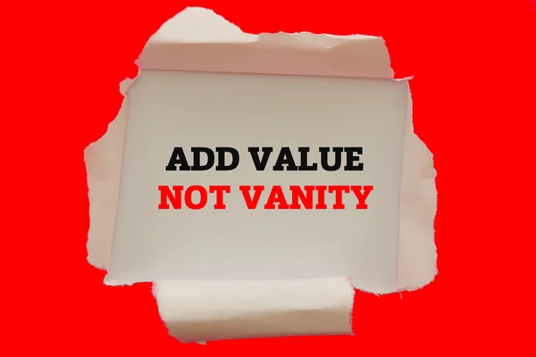 Add Value Vanity Inscription Hole Cardboard — Stock Photo, Image
