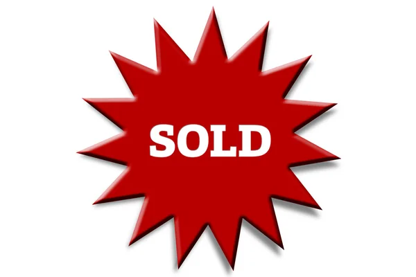 SOLD escrito no adesivo vermelho . — Fotografia de Stock