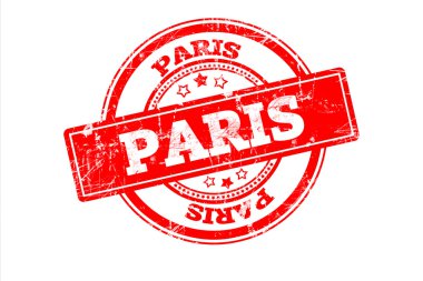 Paris yazıt üzerinde beyaz izole kırmızı pul