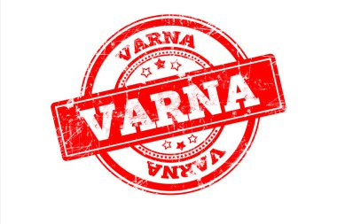 beyaz üzerinde izole Varna yazıt ile kırmızı damga