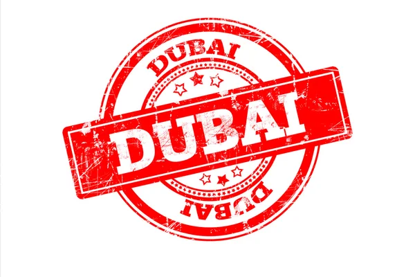 Timbro Rosso Con Iscrizione Dubai Isolata Bianco — Foto Stock