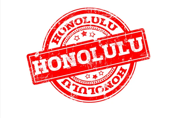 Czerwony Znaczek Napisem Honolulu Białym Tle — Zdjęcie stockowe