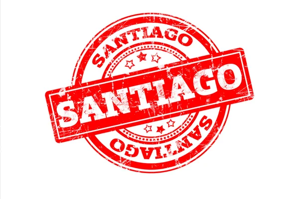 Piros Bélyegző Santiago Felirattal Izolált Fehér — Stock Fotó