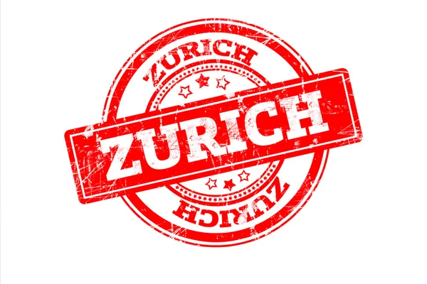 Röd Stämpel Med Zurich Inskription Isolerat Vit — Stockfoto