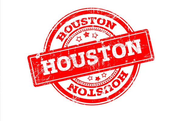 Houston yazıt üzerinde beyaz izole kırmızı pul